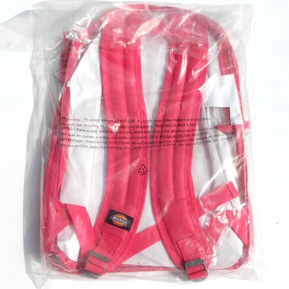 Dickies Clear & Pink 2 Zipper Compartments PVC Student Backpack NWT (PB015) main image 6